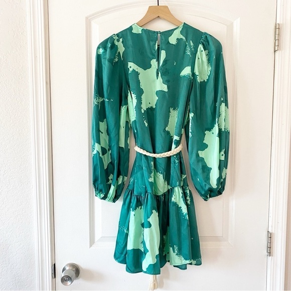 ALEXIS x Target Green Puff Sleeve Rope Belt Mini Dress Sz XS - Picture 5 of 12